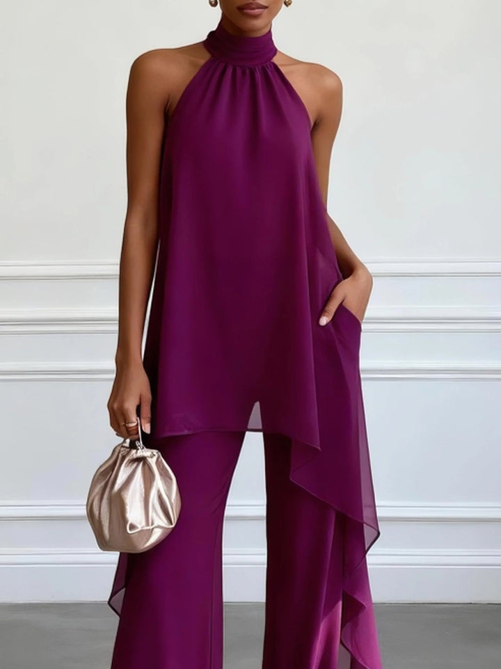 Women's Halter Two-Piece Set - Tailored H-Line Silhouette