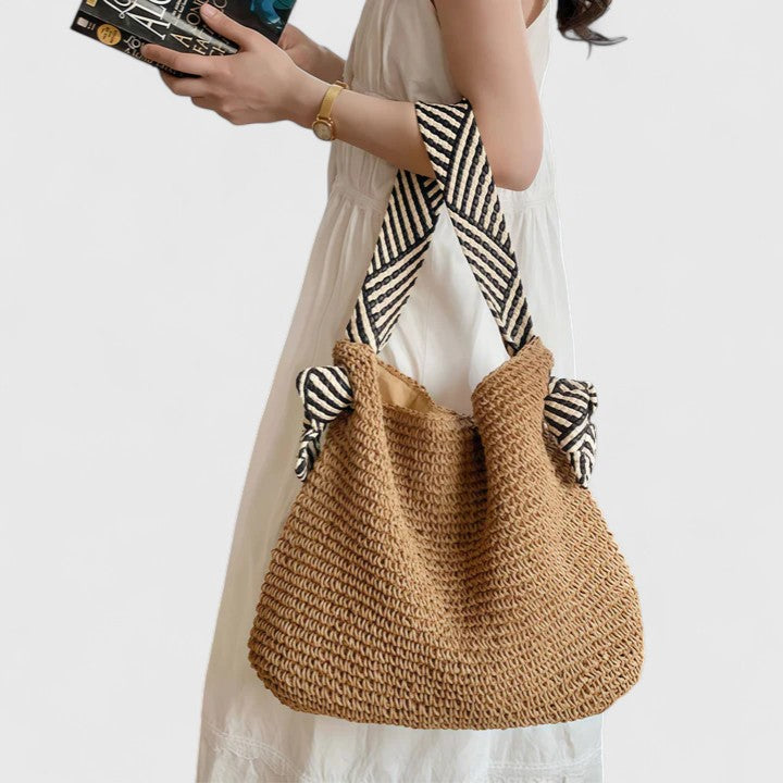 Women's Handwoven Boho Shoulder Bag - Warm Brown