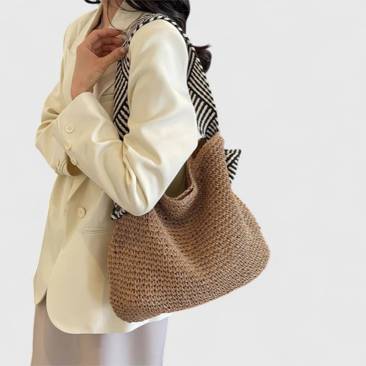 Women's Handwoven Boho Shoulder Bag - Warm Brown