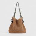 Women's Handwoven Boho Shoulder Bag - Warm Brown