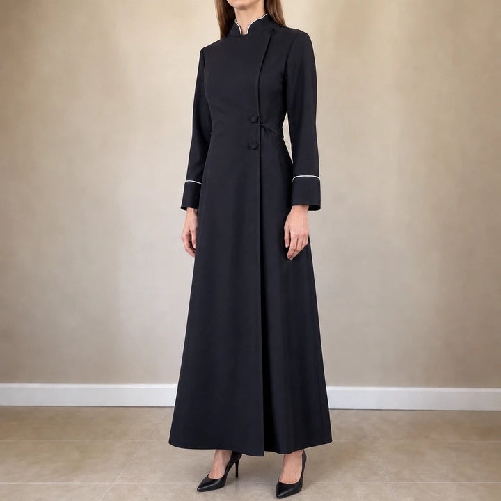 Women's High-Collar Clergy Robe - Structured Maxi Dress