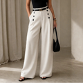 Women's High-Waisted Pleated Wide-Leg Trousers - Tailored Comfort