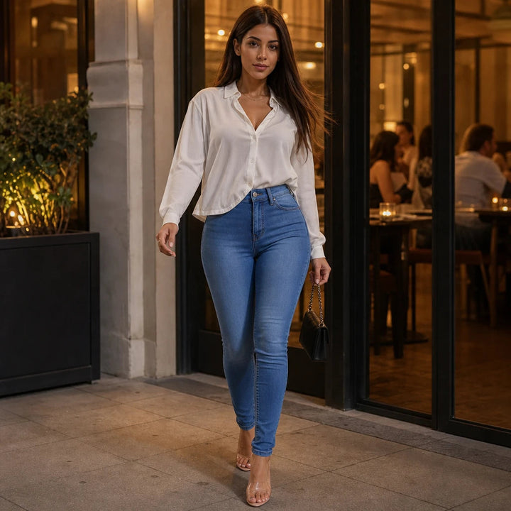 Women's High-Waisted Stretch Skinny Jeans - Fitted
