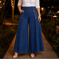 Women's High-Waisted Wide-Leg Jeans - Straight Fit