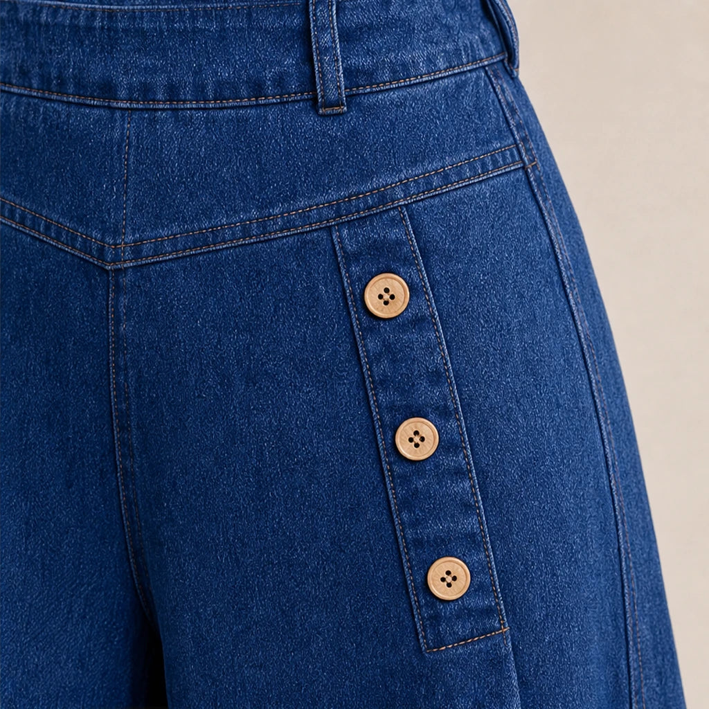 Women's High-Waisted Wide-Leg Jeans - Straight Fit