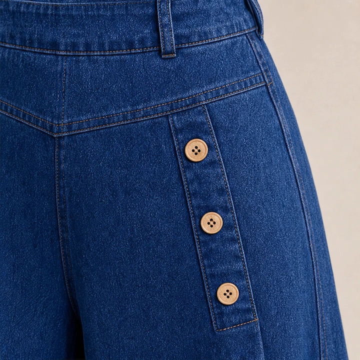 Women's High-Waisted Wide-Leg Jeans - Straight Fit