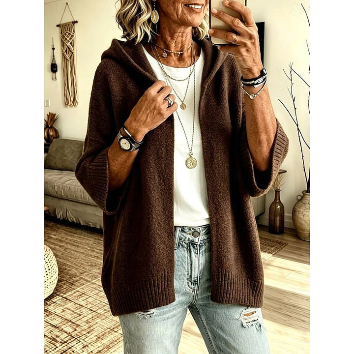 Women's Hooded Open-Front Cardigan - Cozy Relaxed Fit
