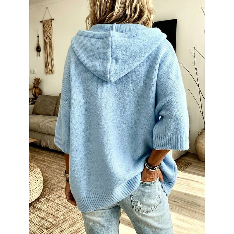 Women's Hooded Open-Front Cardigan - Cozy Relaxed Fit