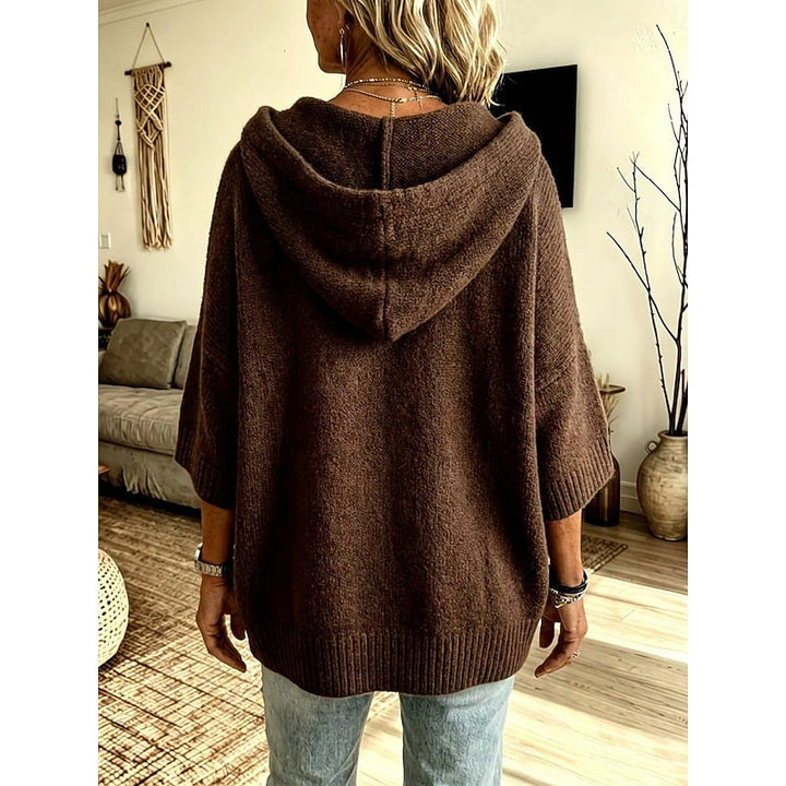 Women's Hooded Open-Front Cardigan - Cozy Relaxed Fit