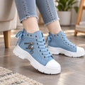 Women's Lace-Up Platform Ankle Boots - Flexible Sole Sneaker Style