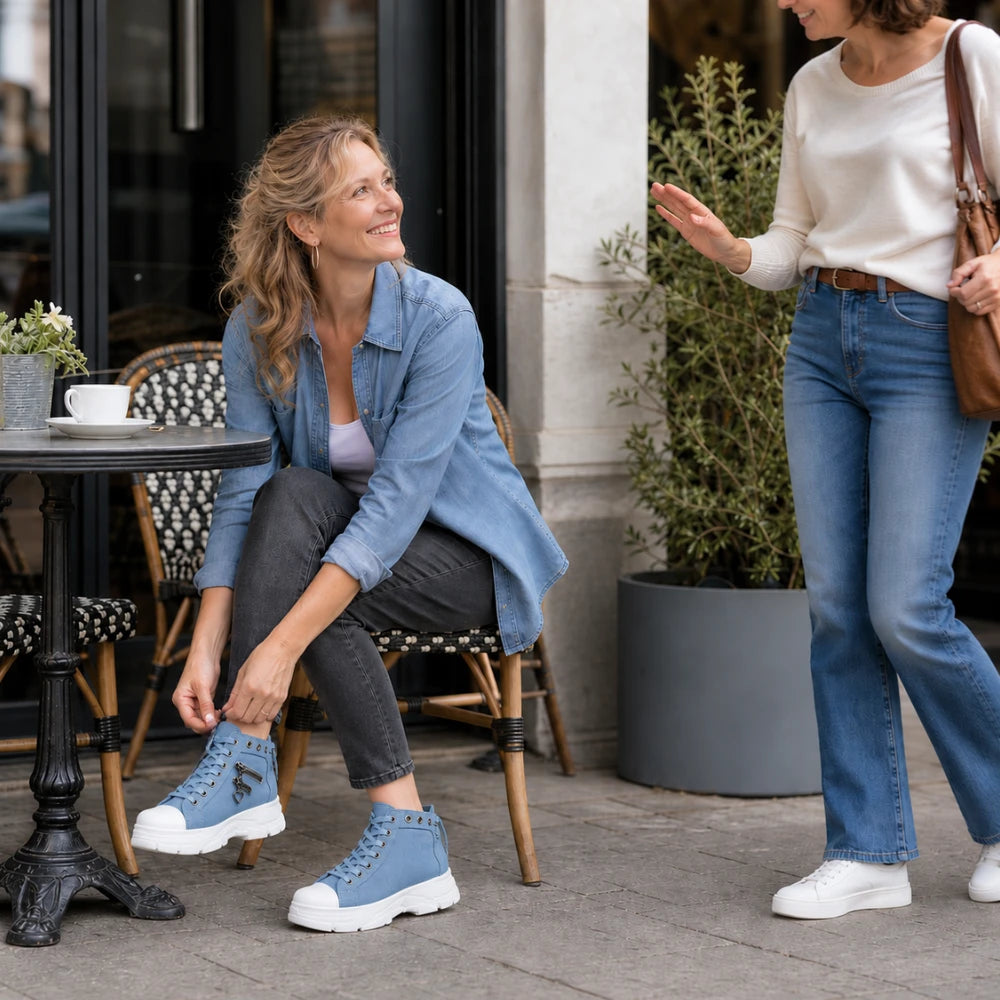 Women's Lace-Up Platform Ankle Boots - Flexible Sole Sneaker Style