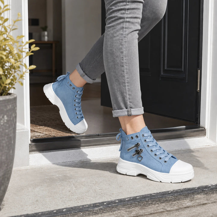 Women's Lace-Up Platform Ankle Boots - Flexible Sole Sneaker Style
