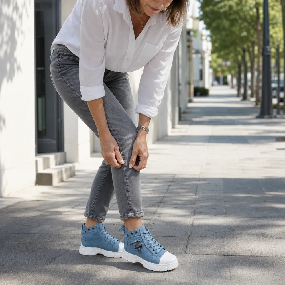 Women's Lace-Up Platform Ankle Boots - Flexible Sole Sneaker Style