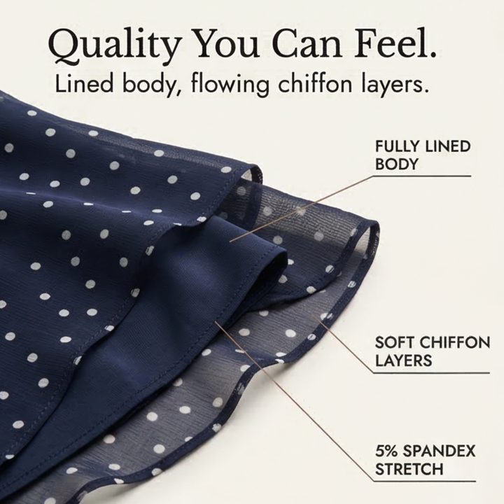 Women's Layered Chiffon Polka Dot Dress - Tiered Flowy Style