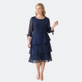 Women's Layered Chiffon Polka Dot Dress - Tiered Flowy Style