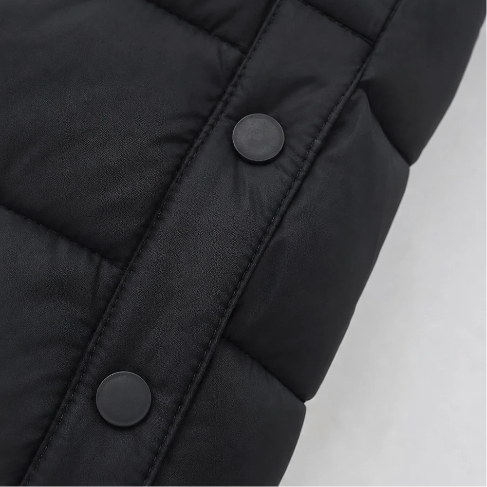 Women's Long Hooded Puffer Vest - Longline Coverage