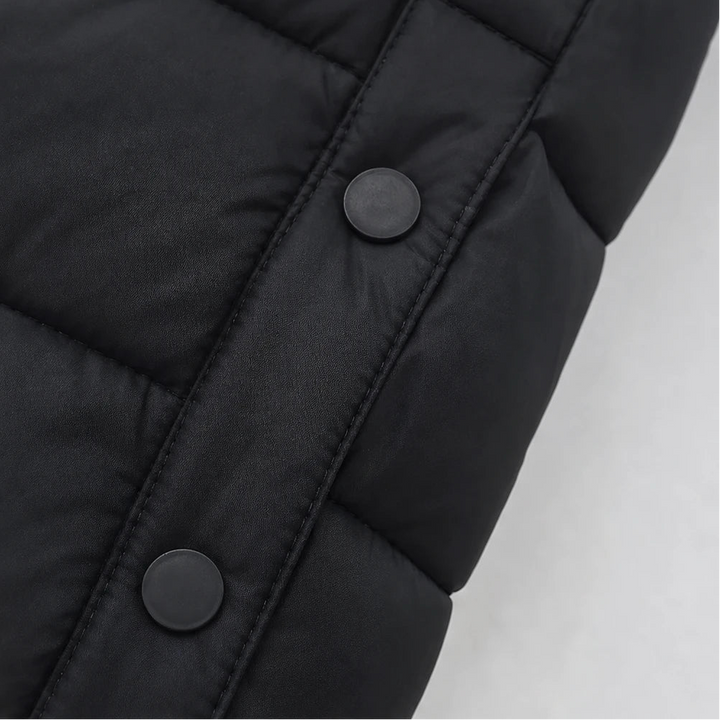 Women's Long Hooded Puffer Vest - Longline Coverage