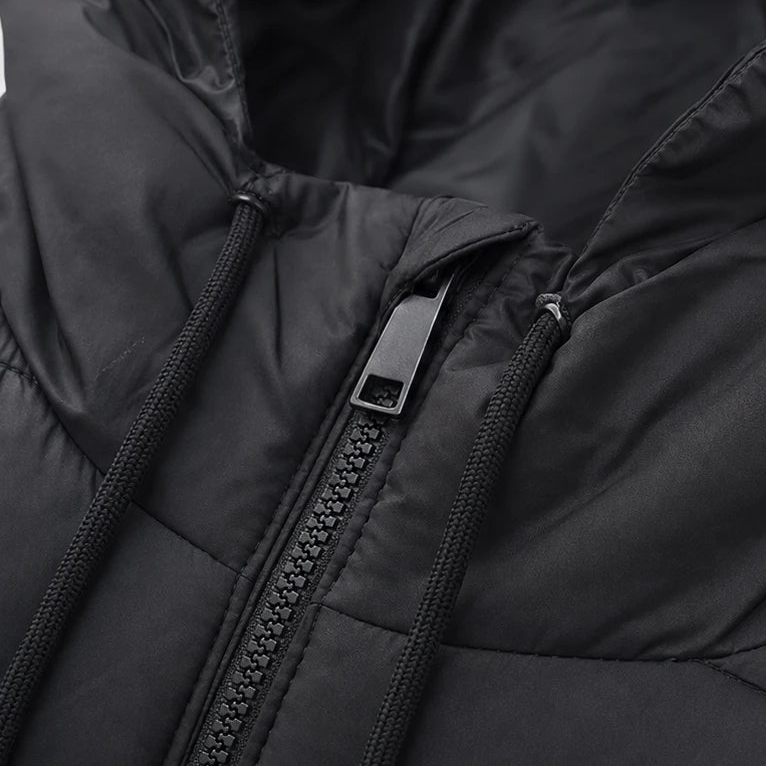 Women's Long Hooded Puffer Vest - Longline Coverage