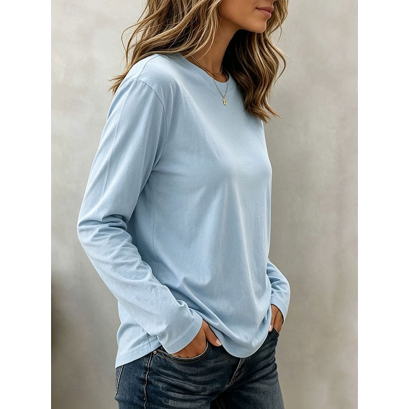 Women's Long Sleeve Crew Neck Top - Classic Everyday Essential