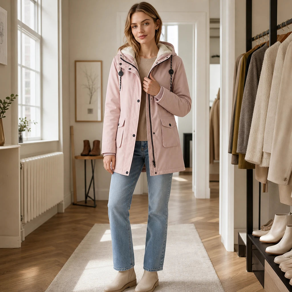 Women's Longline Hooded Parka - Warm & Slim Fit