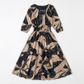 Women's Marble Gold Chiffon Maxi Dress - A-Line