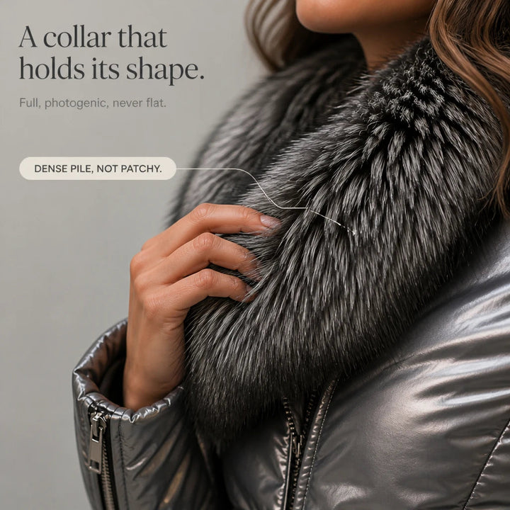 Women's Metallic Faux-Fur Collar Belted Puffer Jacket - Hip-Length