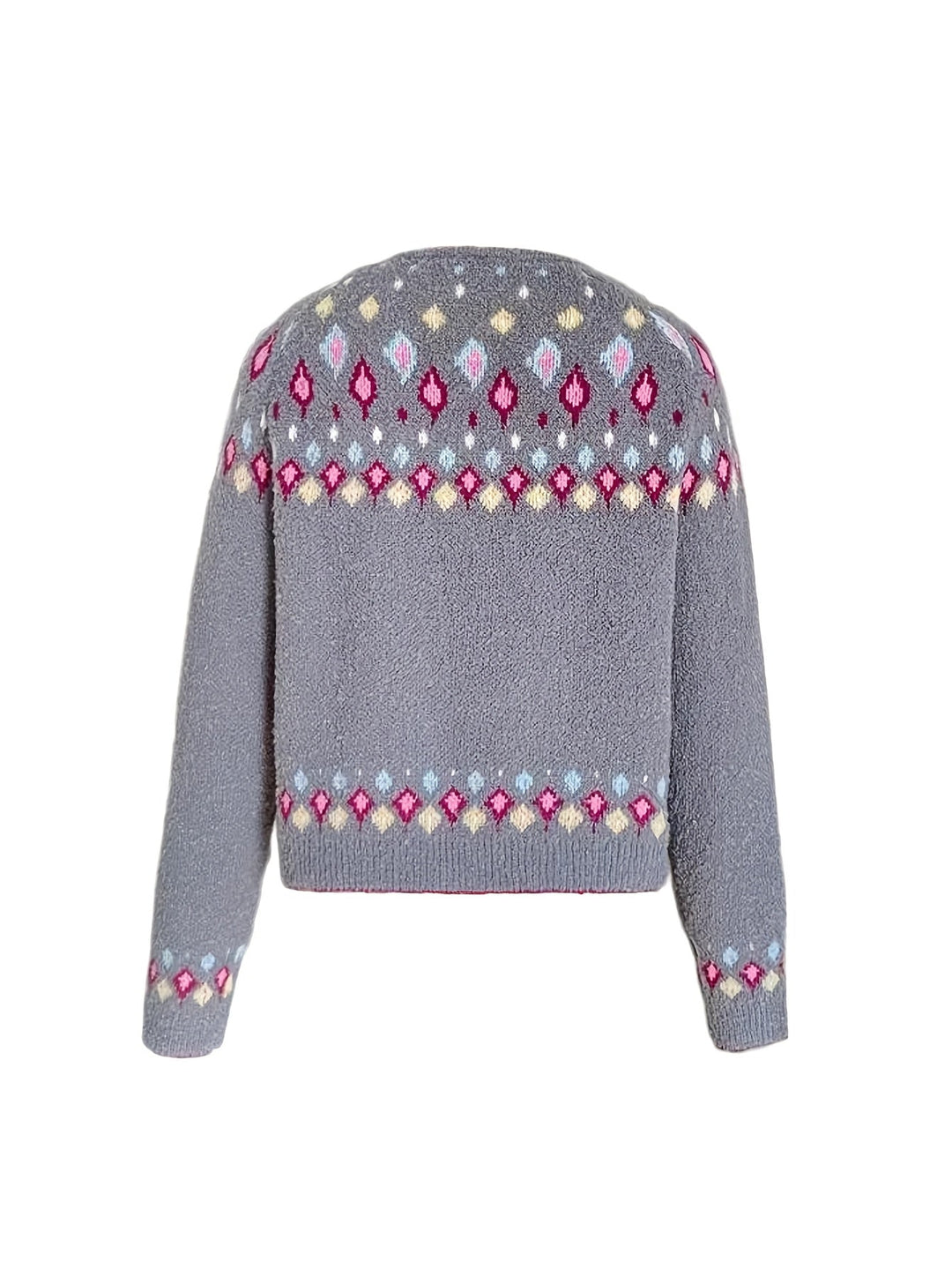 Women's Nordic Patterned Cardigan - Relaxed Button-Front Layer