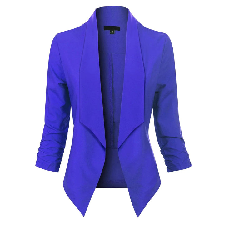 Women's Open-Front Draped Blazer in blue, Lightweight Layer