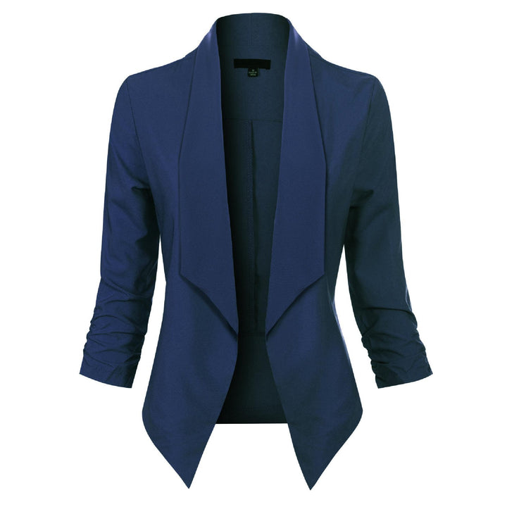 Women's Open-Front Draped Blazer - Lightweight Layer