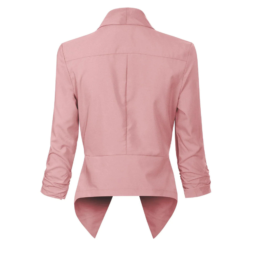 Women's Open-Front Draped Blazer - Lightweight Layer