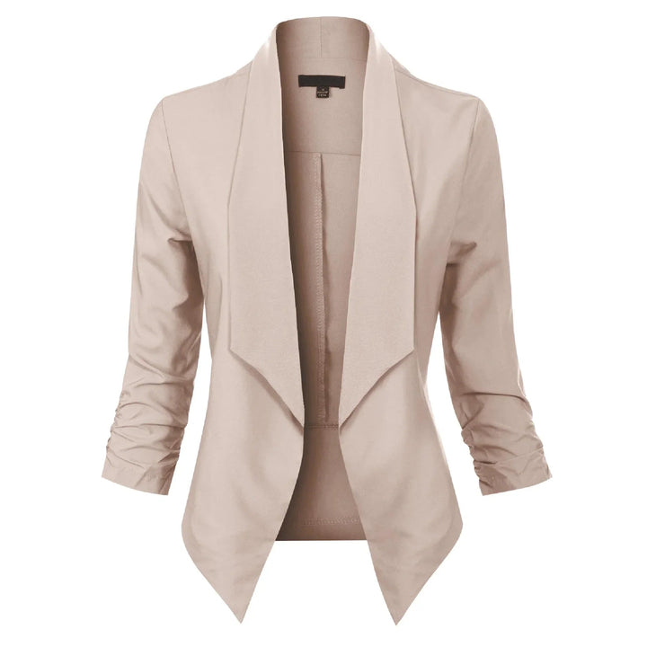 Women's Open-Front Draped Blazer - Lightweight Layer