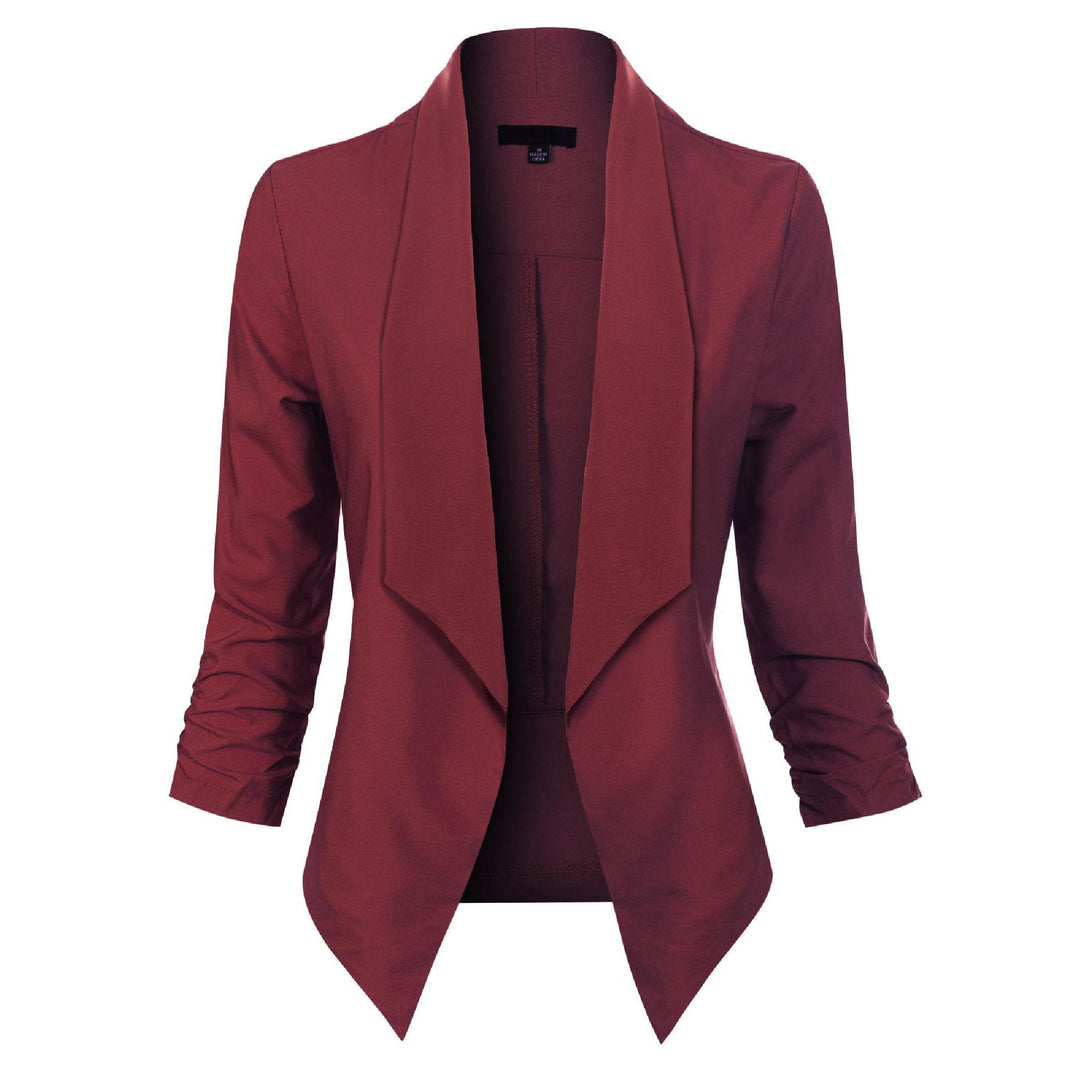 Women's Open-Front Draped Blazer - Lightweight Layer