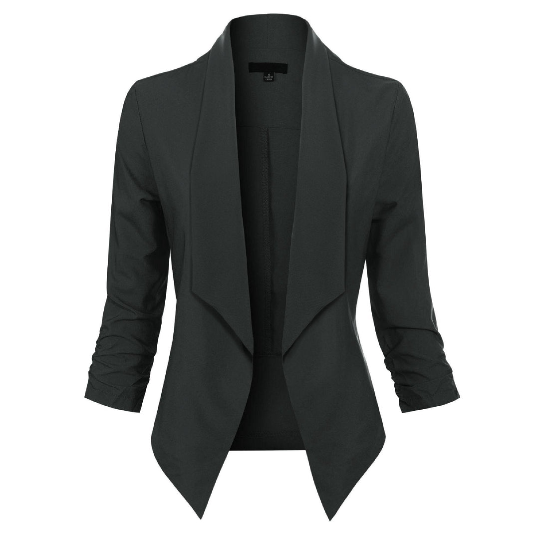 Women's Open-Front Draped Blazer - Lightweight Layer
