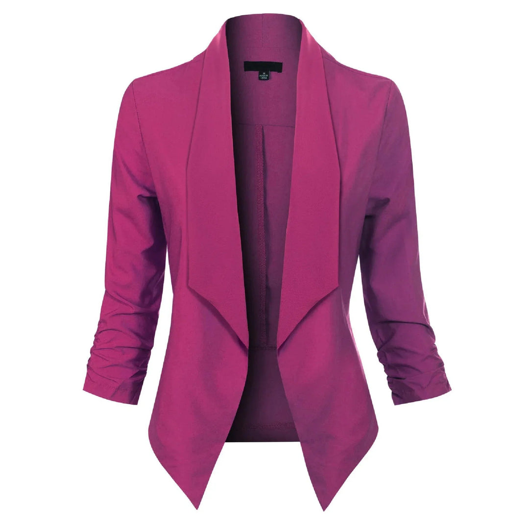 Women's Open-Front Draped Blazer - Lightweight Layer