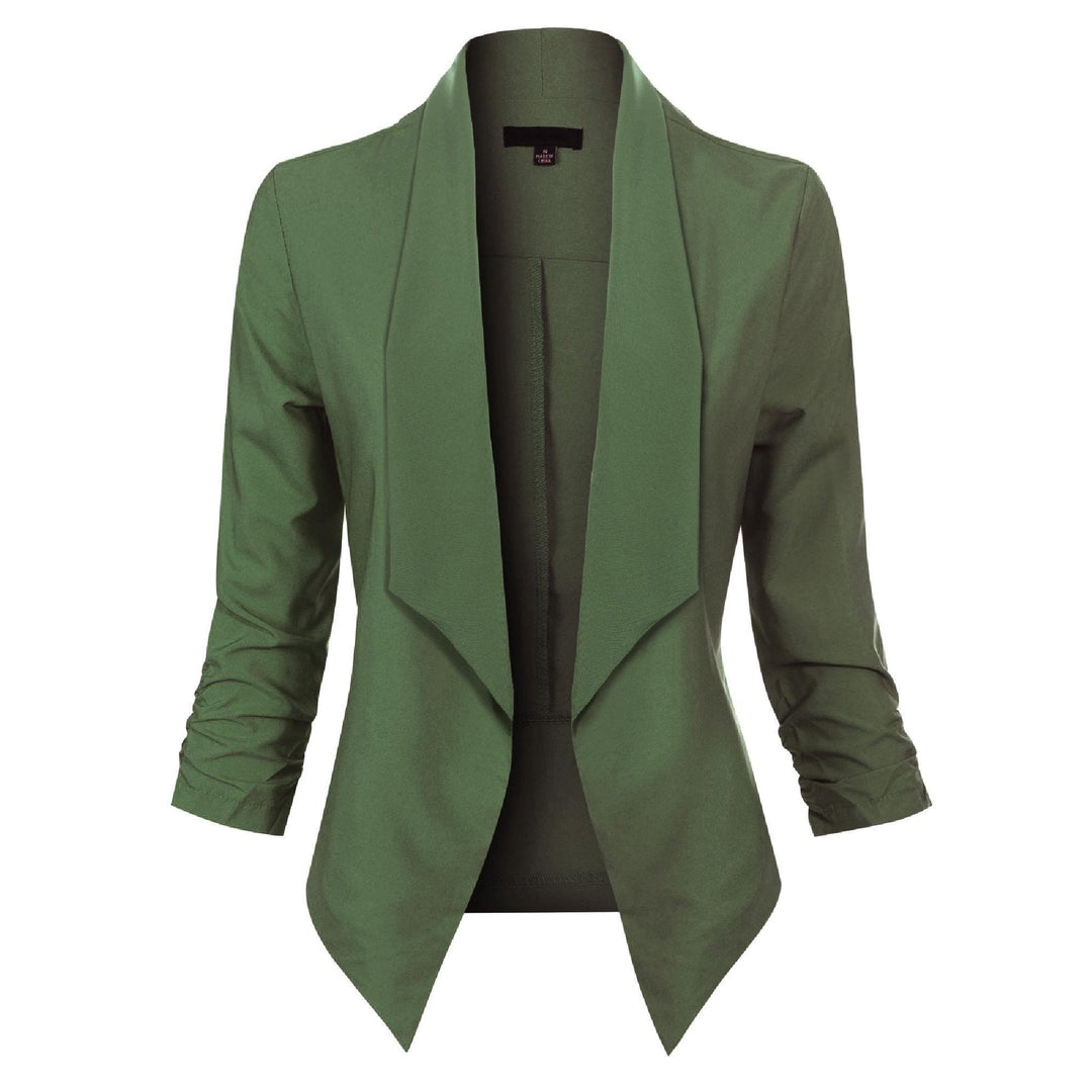 Women's Open-Front Draped Blazer - Lightweight Layer