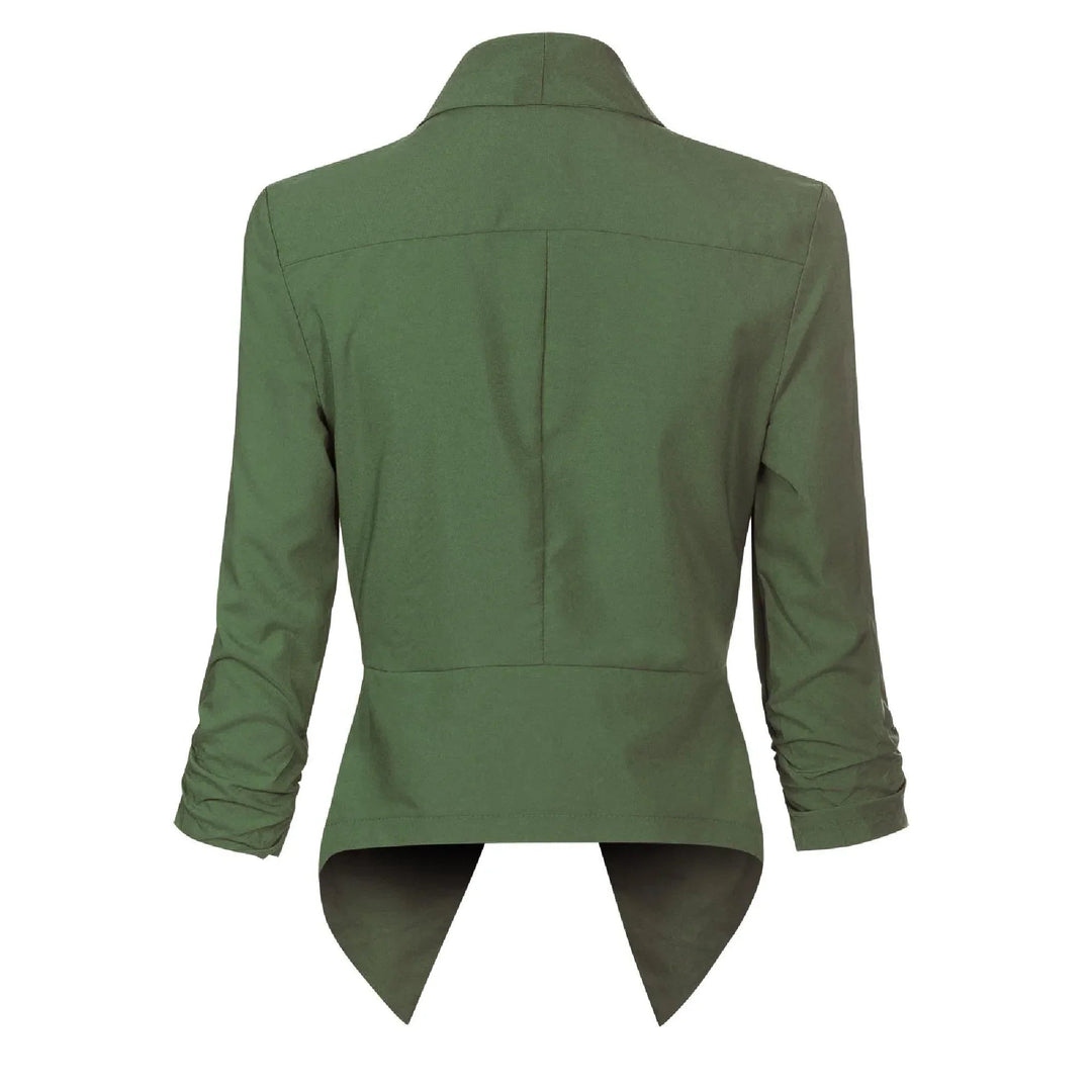 Women's Open-Front Draped Blazer - Lightweight Layer