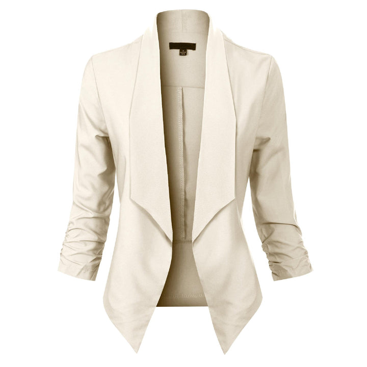 Women's Open-Front Draped Blazer in khaki, Lightweight Layer