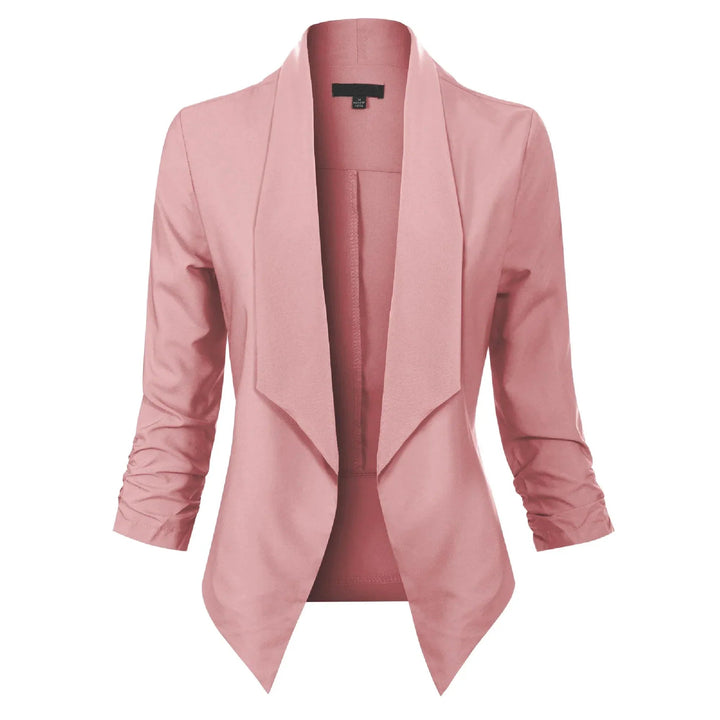 Women's Open-Front Draped Blazer in pink, Lightweight Layer