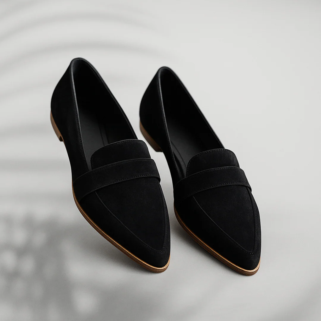 Women's Orthopedic Leather Moccasins - Slip-On Comfort - Black