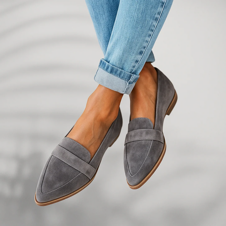 Women's Orthopedic Leather Moccasins - Slip-On Comfort - Grey