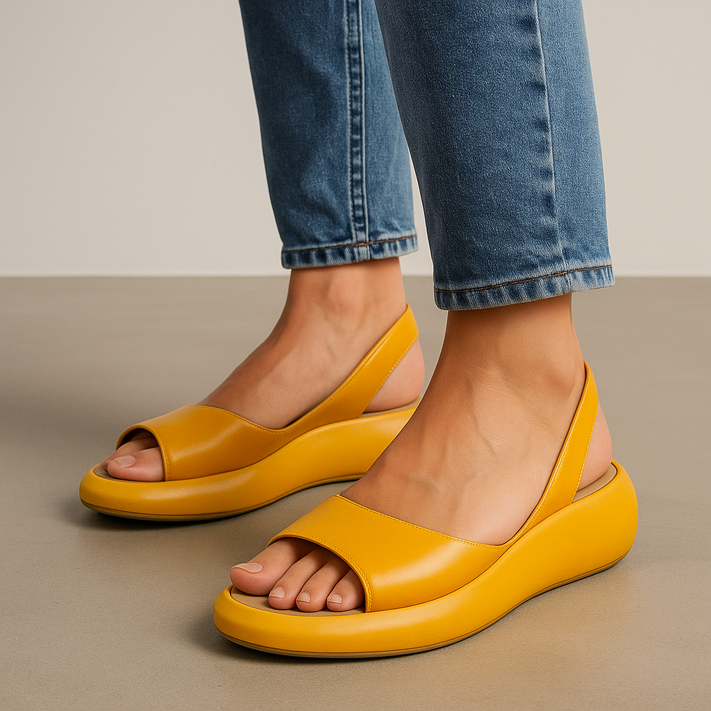 Women's Orthopedic Sandals - Cushioned Open-Toe Slip-On - Yellow