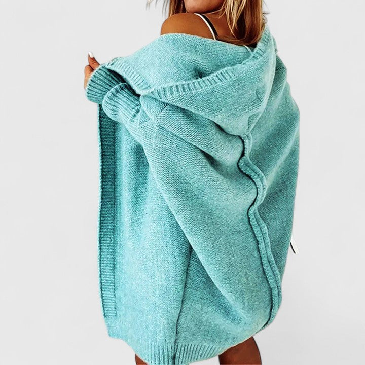 Women's Oversized Cardigan in blue, Cozy Knit Layer