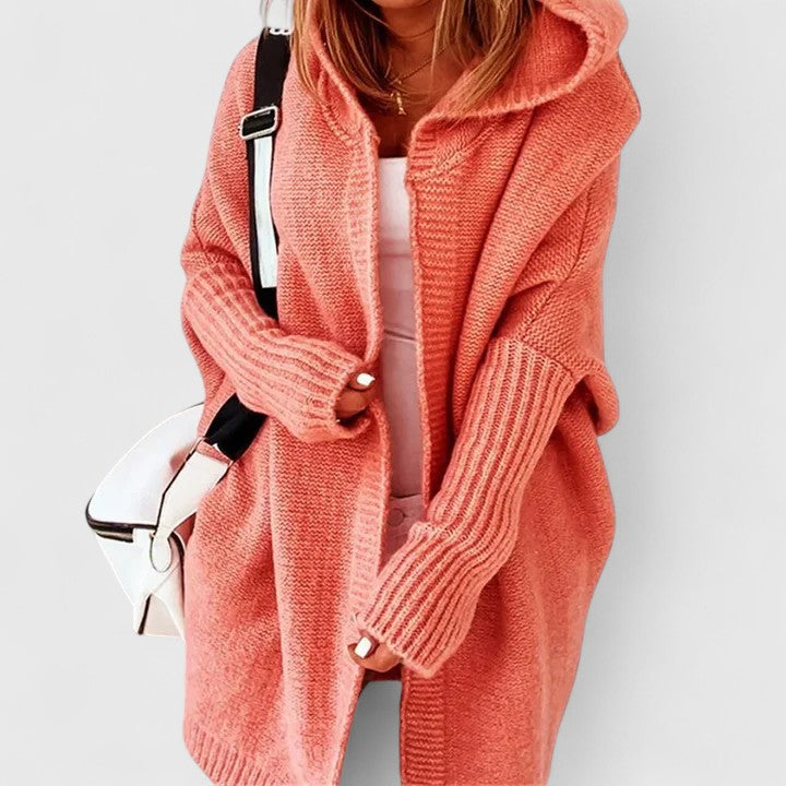 Women's Oversized Cardigan in orange, Cozy Knit Layer