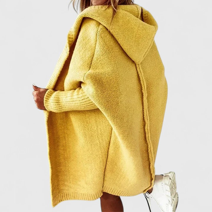 Women's Oversized Cardigan in yellow, Cozy Knit Layer