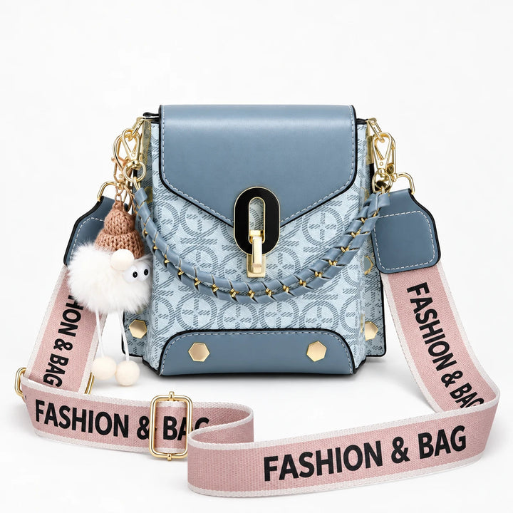 Women's Patterned Crossbody Bag in blue, Compact Hip Carrier
