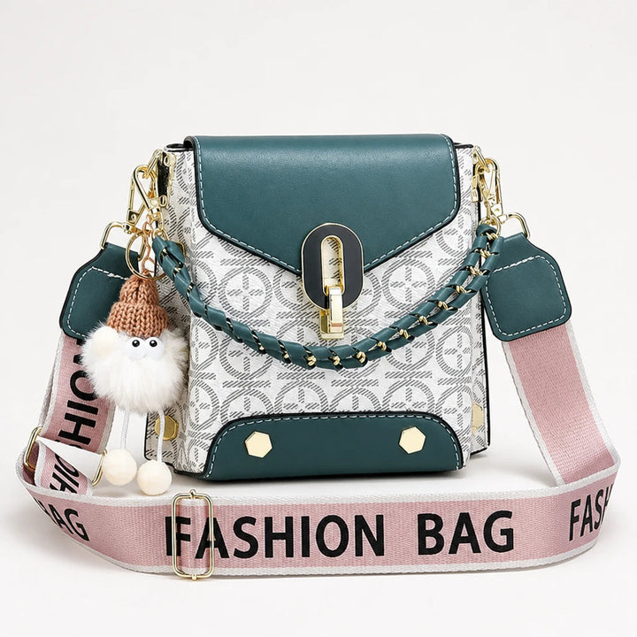 Women's Patterned Crossbody Bag in teal, Compact Hip Carrier