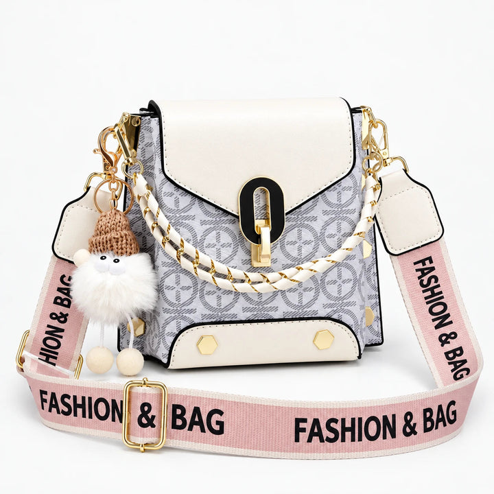 Women's Patterned Crossbody Bag in white, Compact Hip Carrier