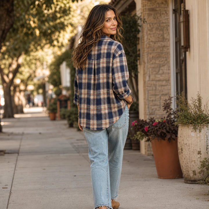 Women's Plaid Button-Front Blouse - Relaxed Fit
