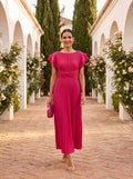 Women's Pleated Evening Dress - Elegant Formal Gown