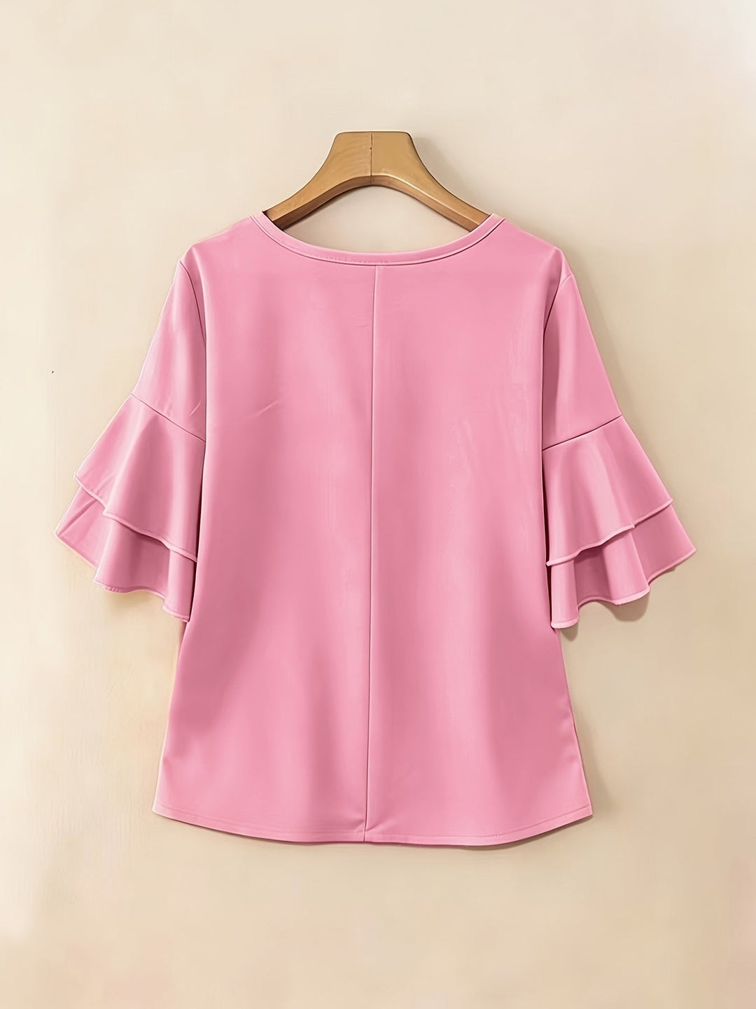 Women's Pleated Flared-Sleeve Blouse - Elegant Everyday